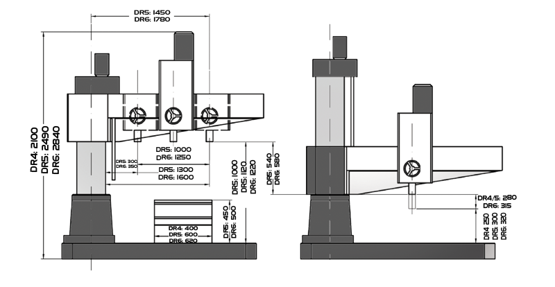 Dimensions de la perceuse Optimum DR 6