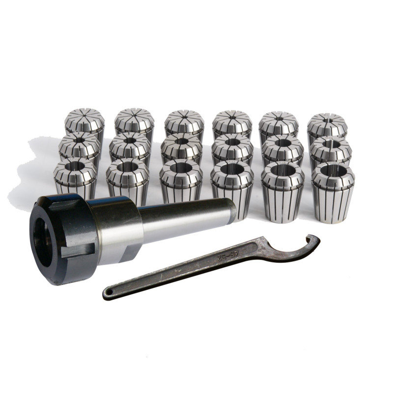 Coffret porte-pinces + 18 pinces de serrage CM3/M12/ER32 - Optimachines