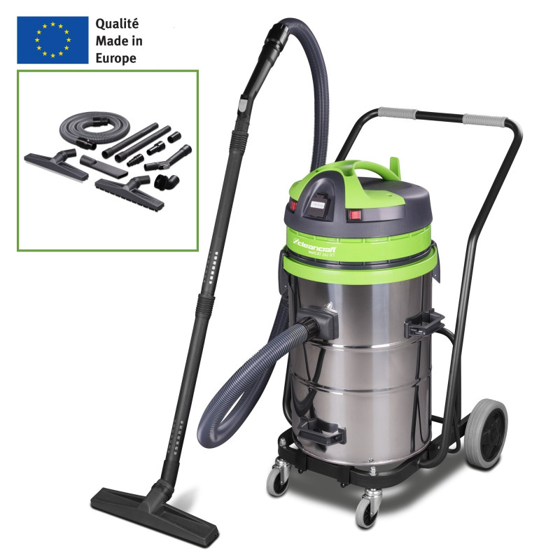 Aspirateur eau/poussières en inox 62L  professionnel cuve basculante  Cleancraft wetCAT 362 IET