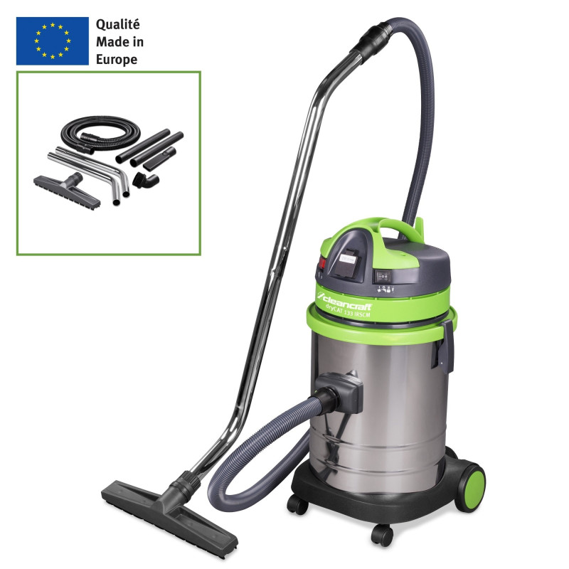 Aspirateur d'atelier en inox 33L  filtre HEPA substances toxiques  Cleancraft dryCAT 133 IRSC CLASSE M