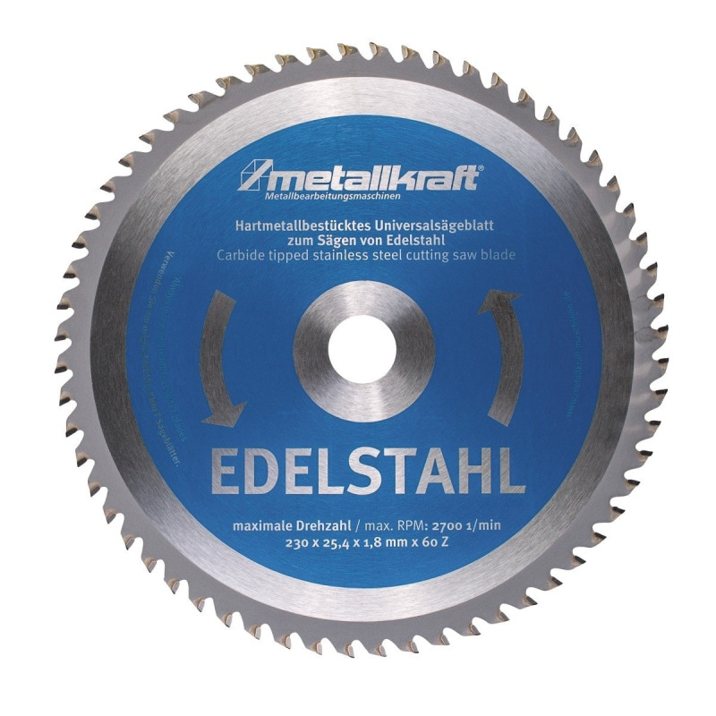 Lame de scie pour acier inoxydable  Metallkraft Ø 230 x 1.8 x 25.4 mm - Optimachines