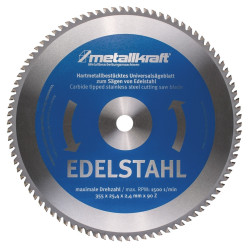 Lame de scie pour acier inoxydable  Metallkraft Ø 355 x 2.4 x 25.4 mm - Optimachines