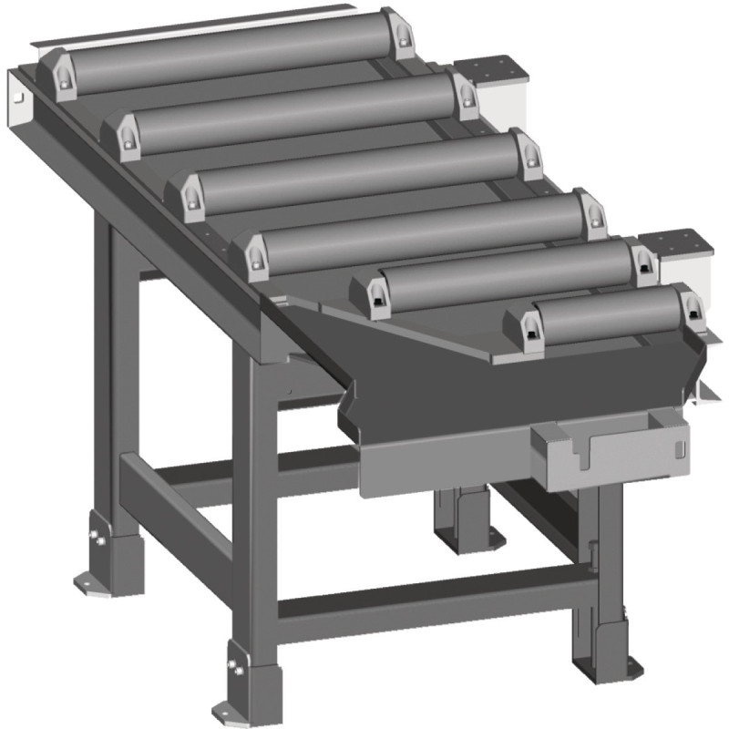Convoyeur à rouleaux de connexion 2000 x 620 mm , découpe à 60 ° côté amenée , 1000 kg / m