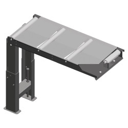 Convoyeur à rouleaux de connexion 1000 x 390 mm , découpe à 60°,  côté amenée , 200 kg/m