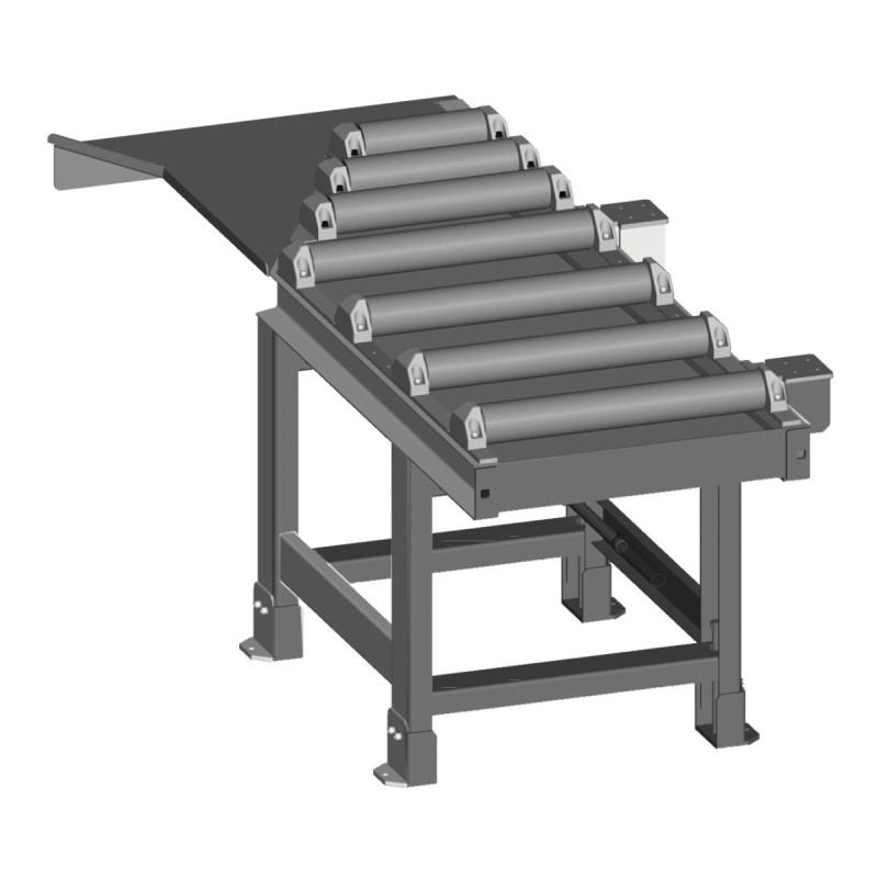 Convoyeur à rouleaux de connexion 2000 x 620 mm , découpe à 60 ° côté évacuation  , 1000 kg / m