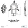 Plan technique avec dimensions de la lunette fixe pour le tour TX 6222 (Ø 10 - 185 mm) optimachines