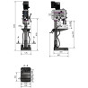plan et dimensions de la perceuse à colonne DH 35V