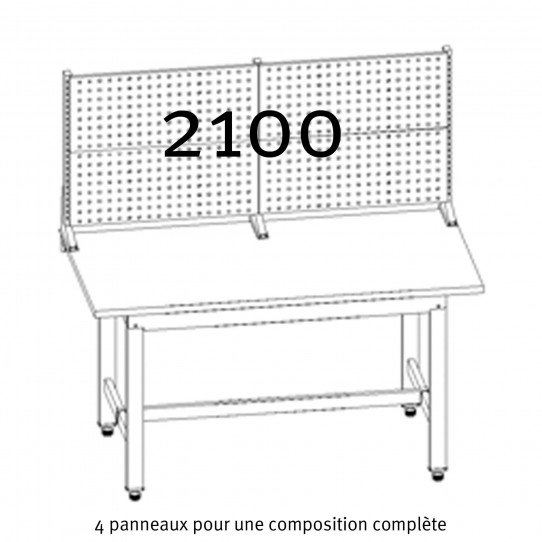 Composition complète des Panneaux crantés Uniworks  pour établi 2100 mm