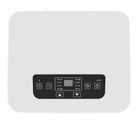 Climatiseur  mobile avec contrôle Bluetooth et Wi-Fi PAC 9000. Panneau de commande.