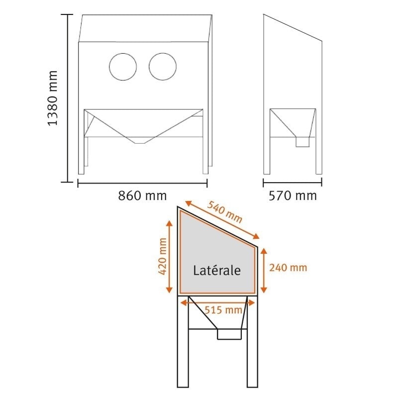 Cabine de sablage avec 1 porte latérale – 220L