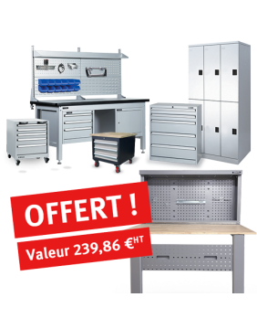 <p><span style="font-size: 16px; color: #000000;"><strong>Artisans, pros, bricoleurs passionnés</strong> : votre atelier mérite le meilleur. </span></p>
<p><span style="color: #3b3f44; font-family: arial, helvetica, sans-serif; font-size: 16px; background-color: #ffffff;">Avec notre marque Uniworks, nous concevons et réalisons, avec vous et pour vous, un mobilier d’atelier robuste et fonctionnel. Pensé pour répondre à vos besoins spécifiques et optimiser chaque espace, il vous accompagne aussi bien dans un usage intensif que ponctuel. Offrez-vous confort, organisation et performance au quotidien.</span></p>
<p><span style="color: #3b3f44; font-family: arial, helvetica, sans-serif; font-size: 16px; background-color: #ffffff;">Avec un rapport qualité-prix imbattable, tout est en stock pour une livraison rapide !</span></p>
<p><span style="color: #3b3f44; font-family: arial, helvetica, sans-serif; font-size: 16px; background-color: #ffffff;"><span style="color: #d0121a;">Pour tout achat de mobilier Uniworks supérieur à 2000€ HT, on vous offre votre établi mural pliant !</span> Pratique et solide, il vous permet de gagner de la place sans compromis sur la qualité.</span></p>
<p><span style="color: #3b3f44; font-family: arial, helvetica, sans-serif; font-size: 16px; background-color: #ffffff;">Ne manquez pas cette occasion de transformer votre espace de travail : <strong>Passez à l’action avec Uniworks dès aujourd’hui ! </strong></span></p>