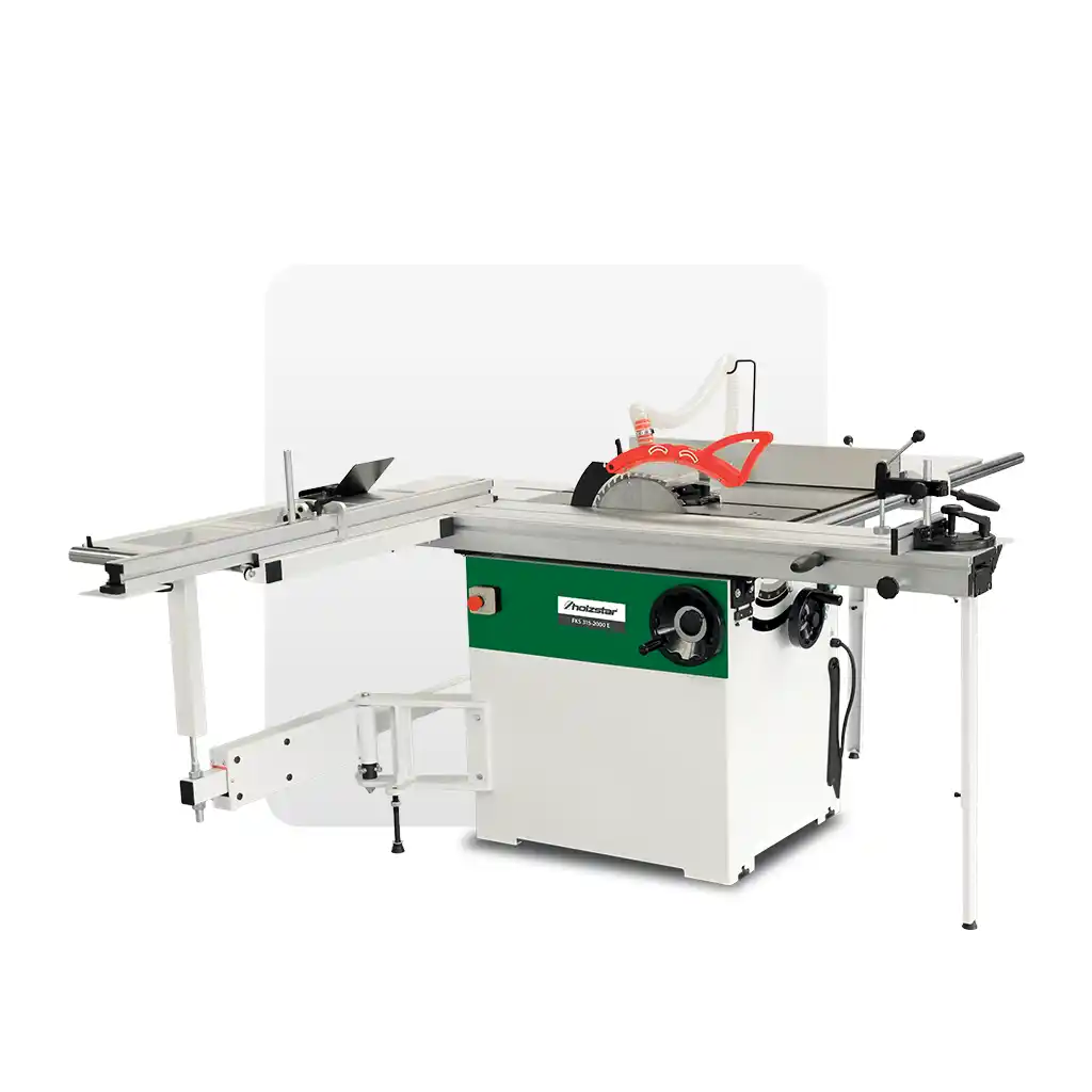Scie à format Holzstar FKS 315-2000 avec grande table coulissante et guide latéral.