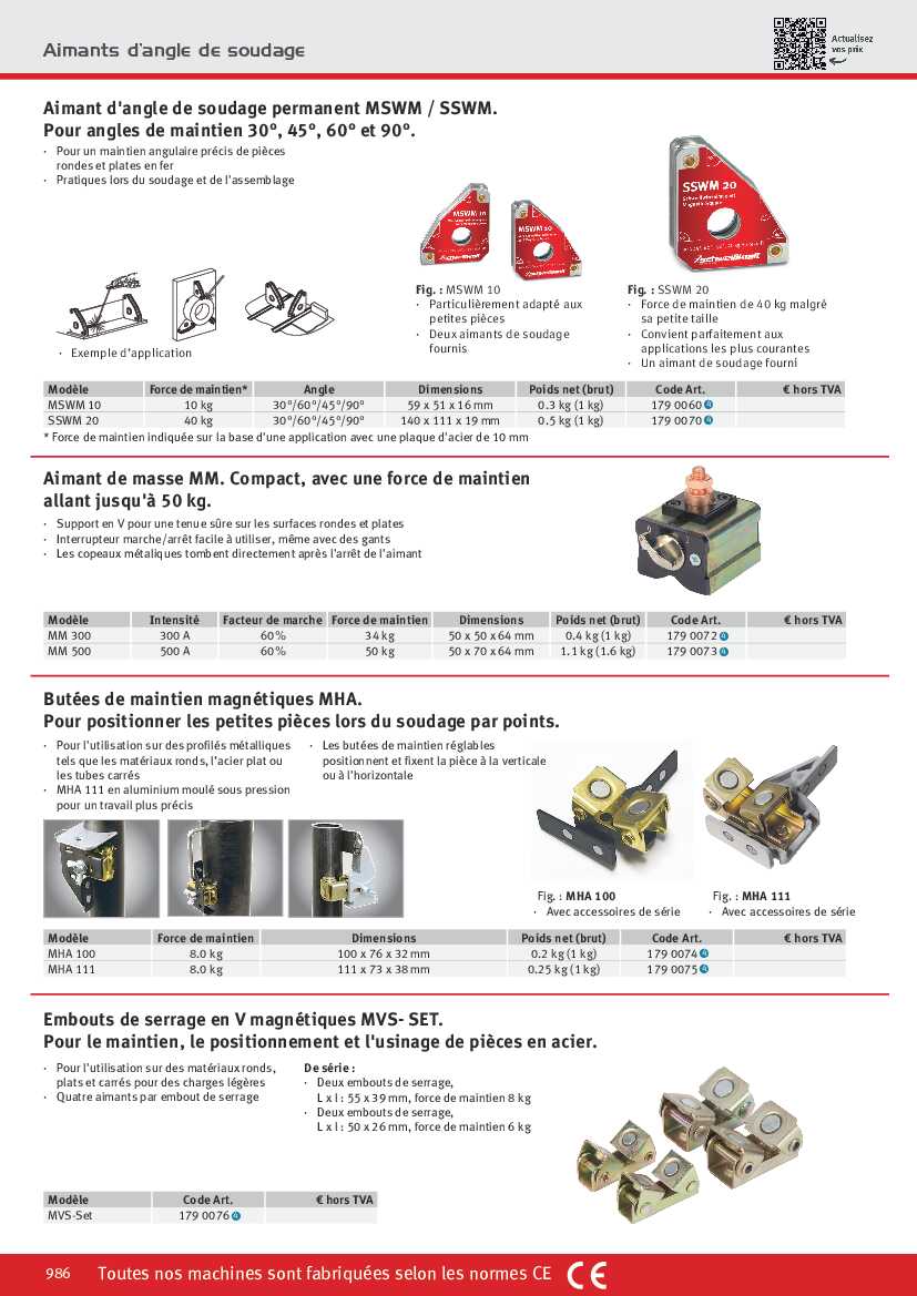 Aimant d'angle de soudage permanent Schweisskraft SSWM 20