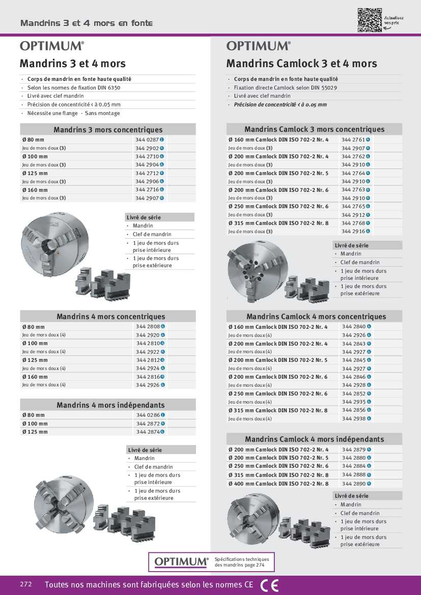 Mandrin indépendant 4 mors 200mm