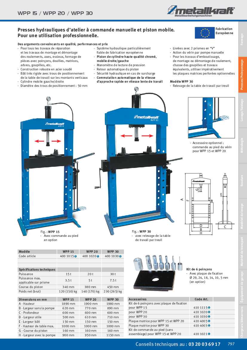 Presse à commande pneumatique Unicraft WPP 30 E - Optimachines