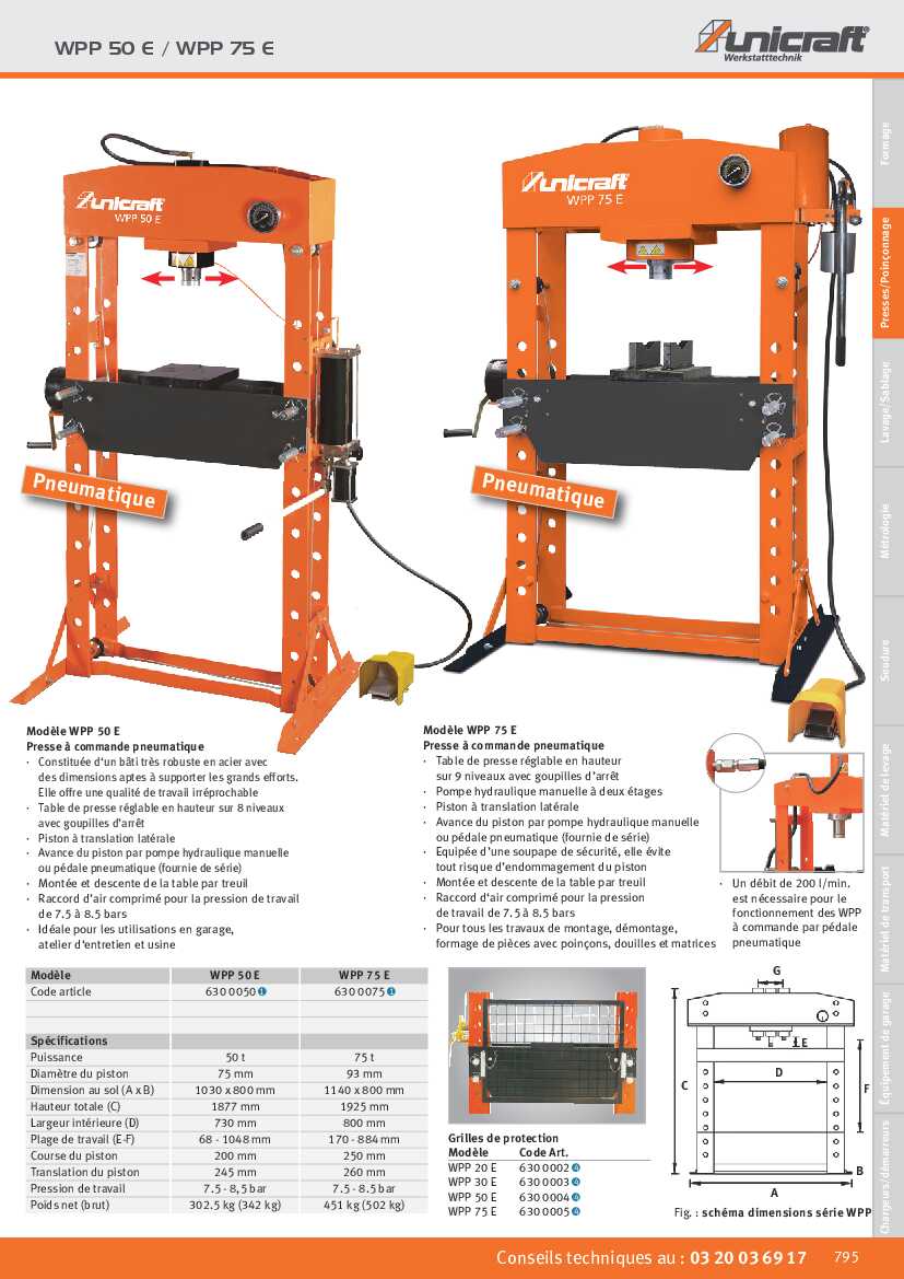 Presse à commande pneumatique Unicraft WPP 30 E - Optimachines