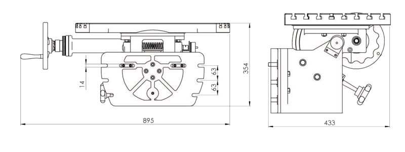 Schema table d'angle pour fraiseuse Optimum MZ 2et MZ 4