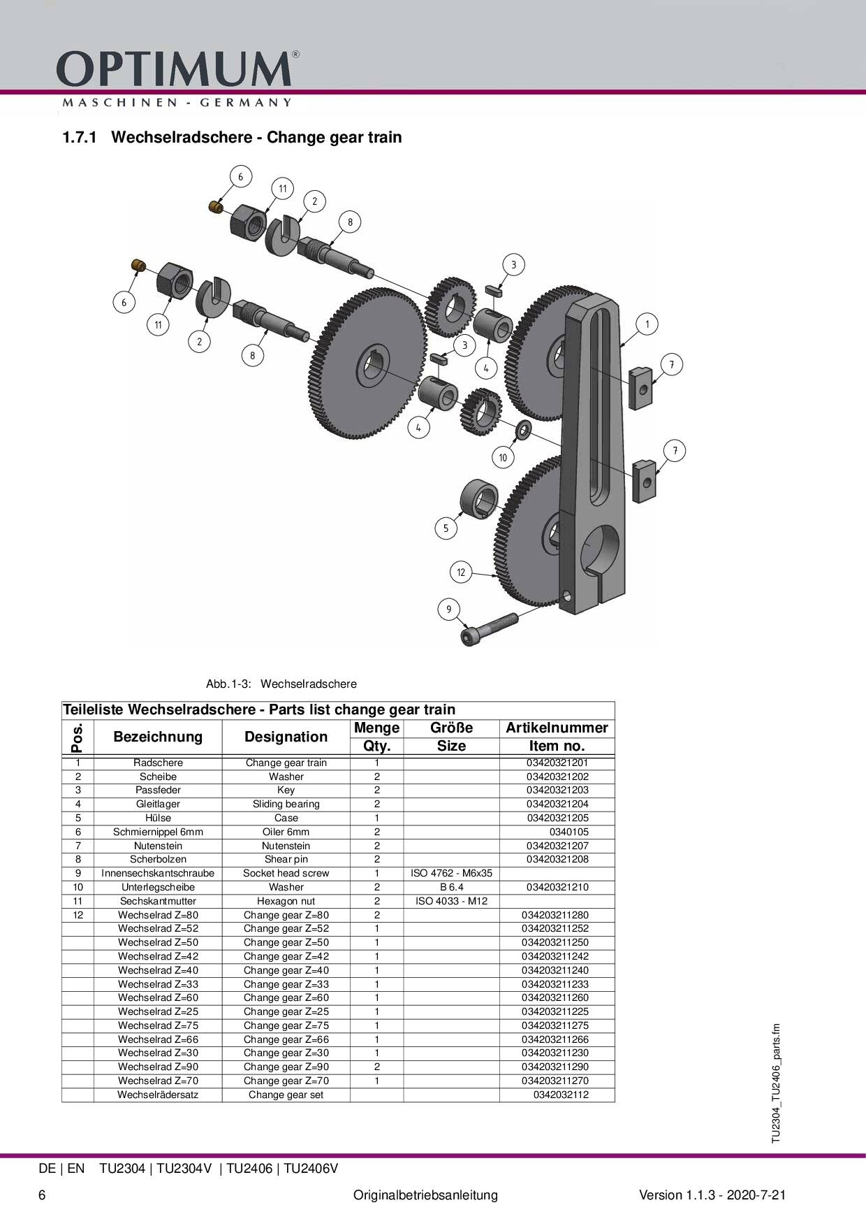 Tour à métaux Optimum TU 2304 - Optimachines