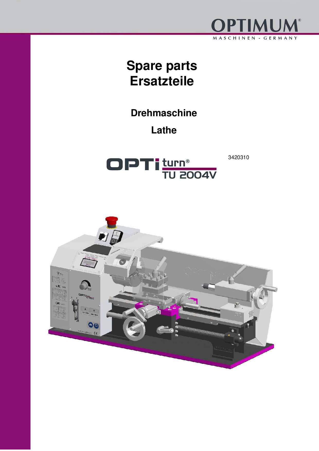 Tour à métaux Optimum TU 2304 - Optimachines